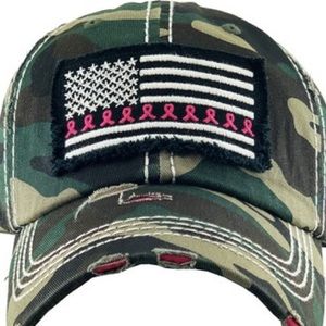 PINK RIBBON FLAG WASHED VINTAGE BALLCAP